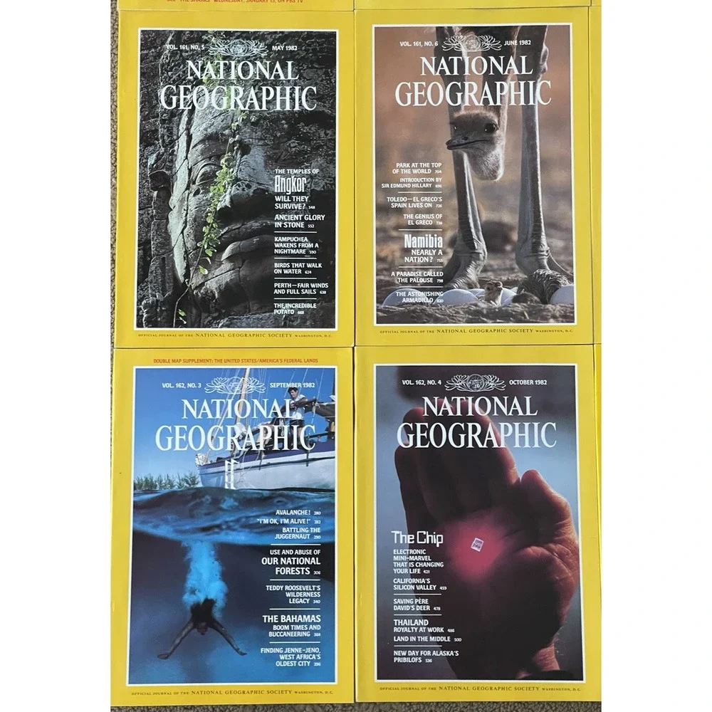 Lot of National Geographic Magazines 1982 lot of 12 full‎ set Jan-dec No Maps